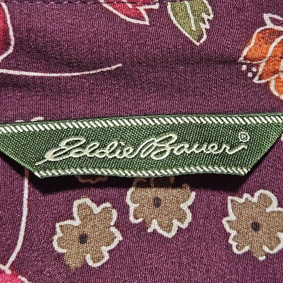 Eddie Bauer Womens 4X Purple Floral Rayon Maxi Dress With Button Front & Long Sl - Picture 3 of 16